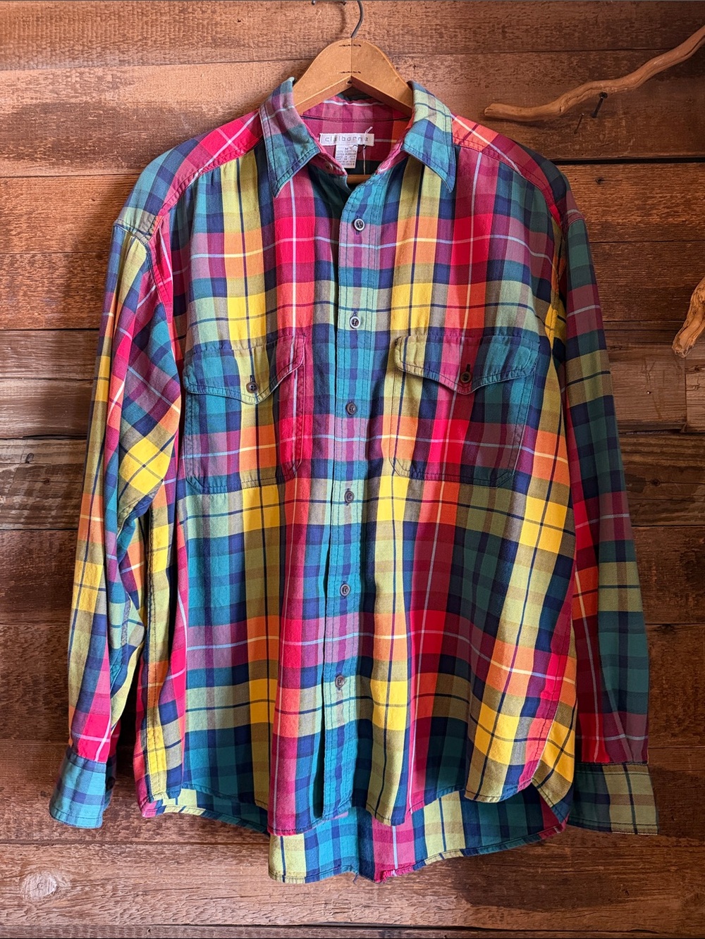 Claiborne Multicolor Plaid Button-Down Shirt - 100% Cotton